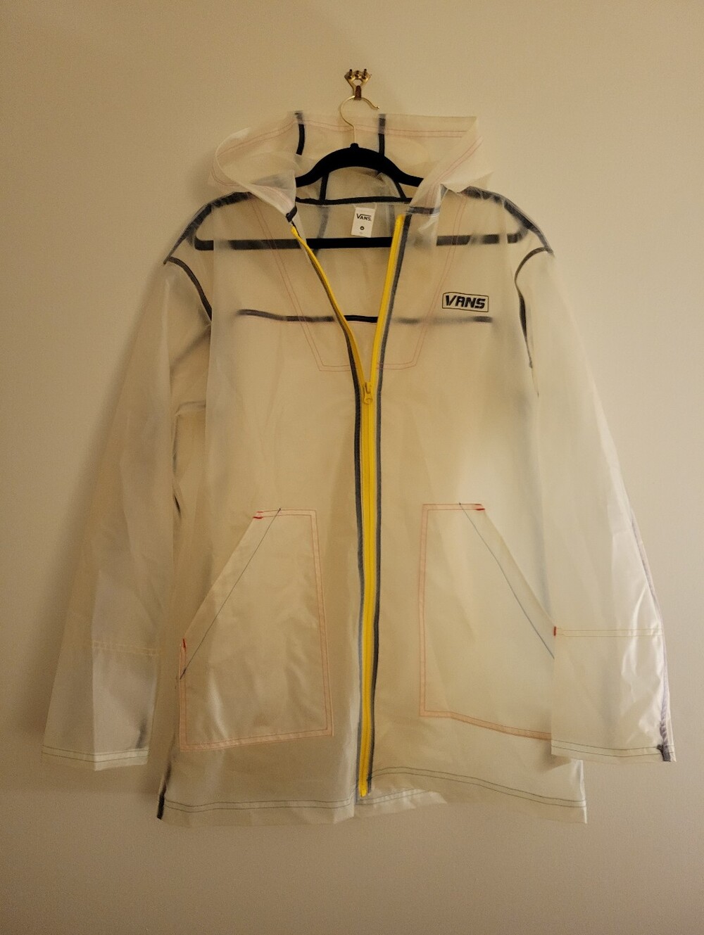 Vans Translucent Women's Hooded Raincoat with Yellow Zip